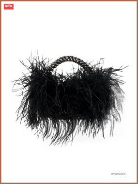 Handmade Ostrich Feather Beaded Evening Clutch Bag